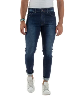 Jeans Skinny Fit Cinque Tasche Denim Scuro JS1139A