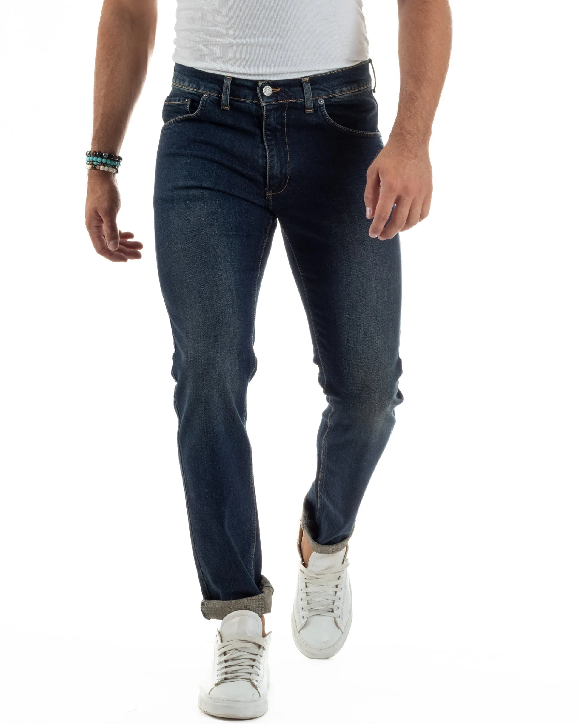 Jeans Slim Fit Cinque Tasche Denim Sabbiato JS1143A