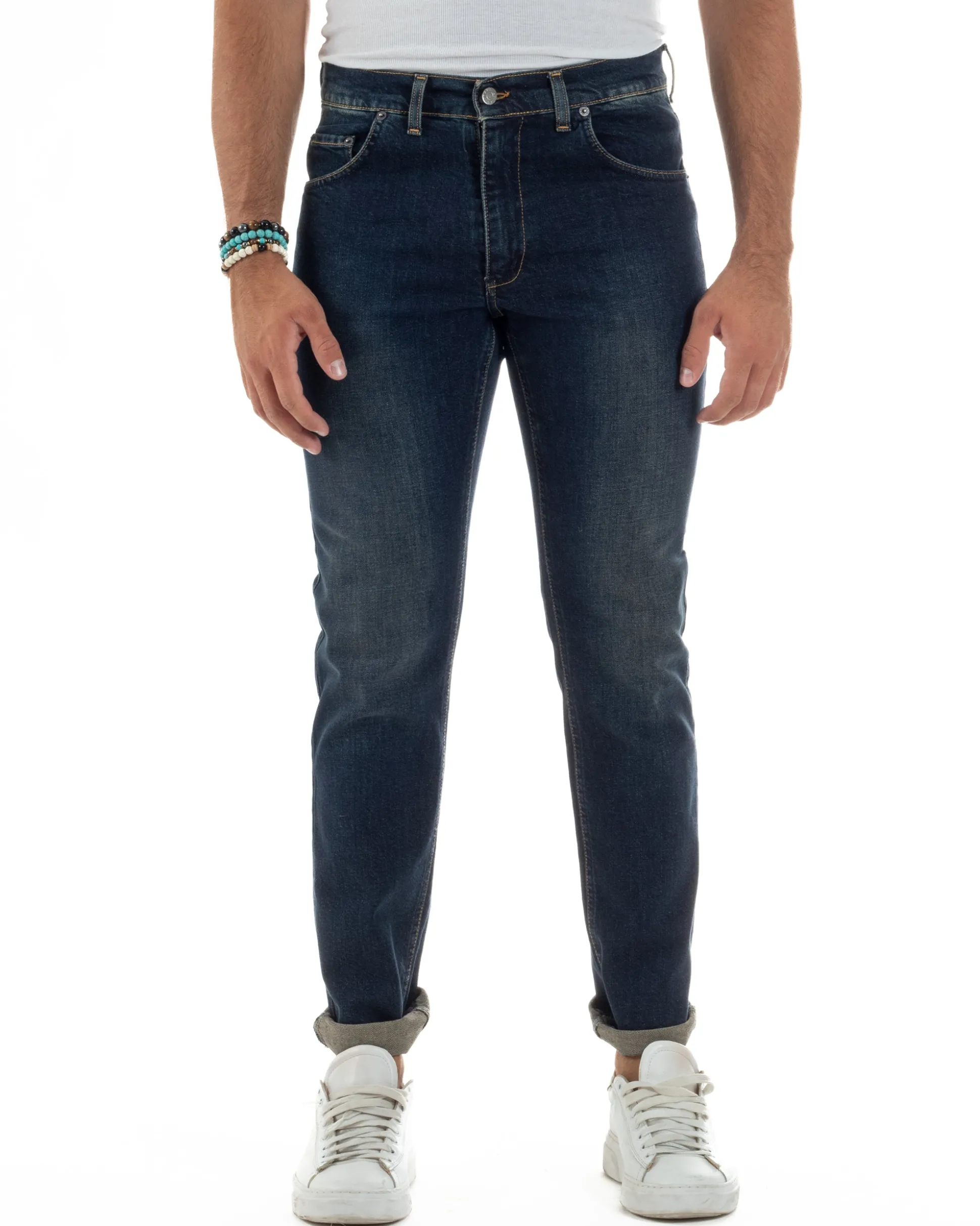 Jeans Slim Fit Cinque Tasche Denim Sabbiato JS1143A