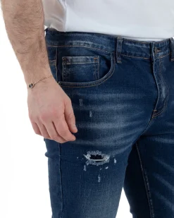 Jeans Slim Fit Denim Scuro Rotture TCJS1005A