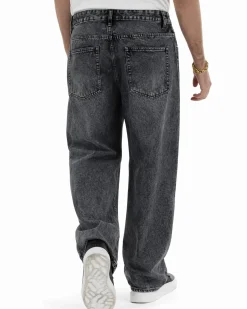 Jeans uomo baggy barrel fit cinque tasche casual denim nero GIOSAL-JS1175A