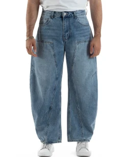 Jeans uomo balloon fit street baggy basic denim medio GIOSAL-JS1193A