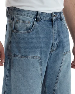 Jeans uomo balloon fit street baggy basic denim medio GIOSAL-JS1193A