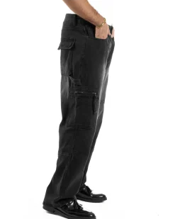 Jeans Uomo Carpenter Cargo Tasconi Baggy Nero JS1162A