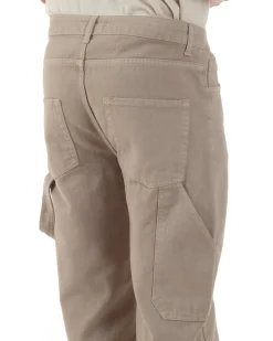 Jeans Uomo Carpenter Worker Pantaloni Baggy Cargo Comodo Fondo Largo Ampio Tinta Unita Beige GIOSAL-JS1088A