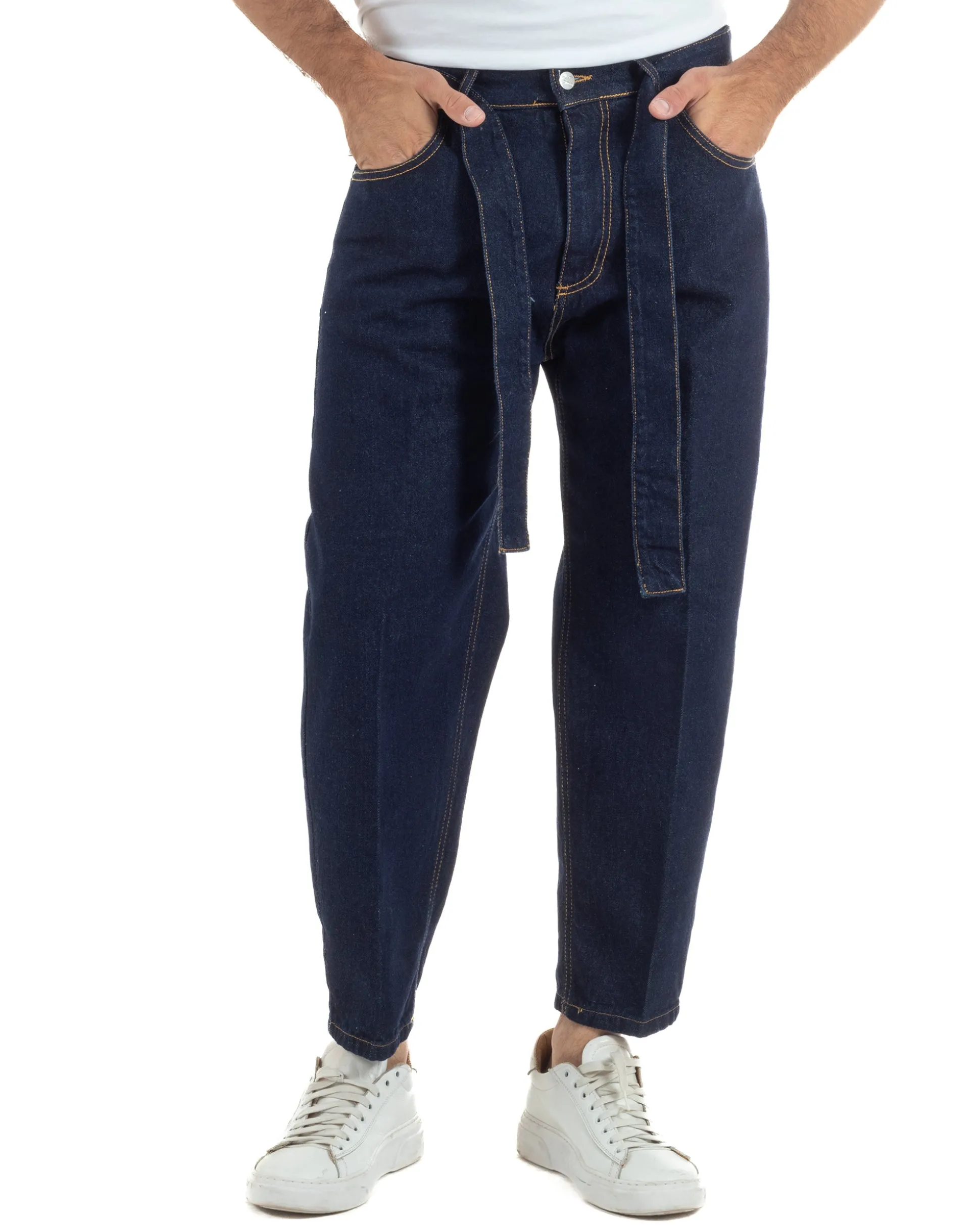Jeans uomo carrot fit basic cintura denim scuro BlackSunday JS1194A