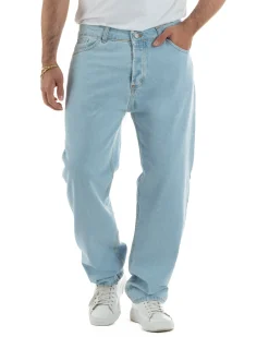 Jeans uomo cinque tasche baggy fit basic cotone denim chiaro GIOSAL-JS1187A