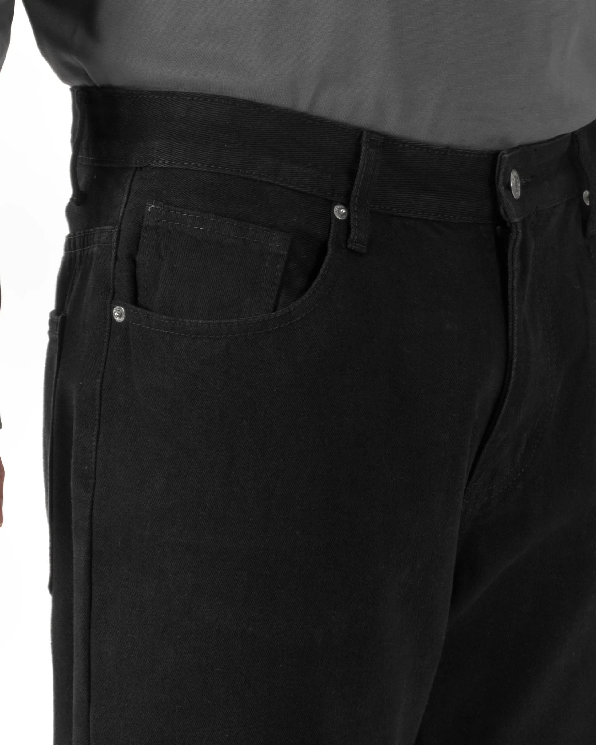 Jeans uomo cinque tasche baggy fit basic cotone nero GIOSAL-JS1179A