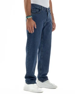 Jeans Uomo Cinque Tasche Baggy Fit Basic Denim Scuro JS1122A