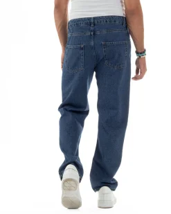 Jeans Uomo Cinque Tasche Baggy Fit Basic Denim Scuro JS1122A