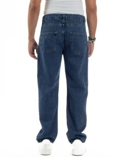 Jeans Uomo Cinque Tasche Baggy Fit Basic Denim Scuro JS1122A