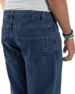 Jeans Uomo Cinque Tasche Baggy Fit Basic Denim Scuro JS1122A