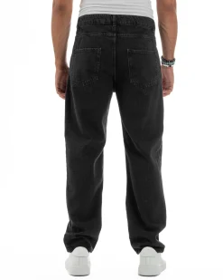 Jeans Uomo Cinque Tasche Baggy Fit Basic Denim Nero JS1123A