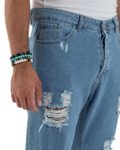 Jeans Uomo Cinque Tasche Regular Fit Rotture Basic Chiaro JS1126A