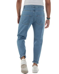 Jeans Uomo Cinque Tasche Regular Fit Rotture Basic Chiaro JS1126A