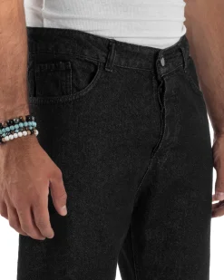 Jeans Uomo Cinque Tasche Regular Fit Basic Nero JS1127A