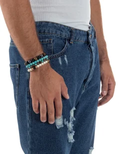 Jeans Uomo Cinque Tasche Regular Fit Rotture Basic Scuro JS1124A