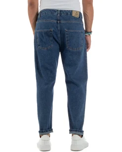 Jeans Uomo Cinque Tasche Regular Fit Rotture Basic Scuro JS1124A