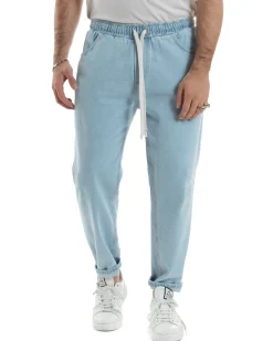 Jeans uomo jogger basic pantalaccio loose fit denim medio GIOSAL-JS1111A