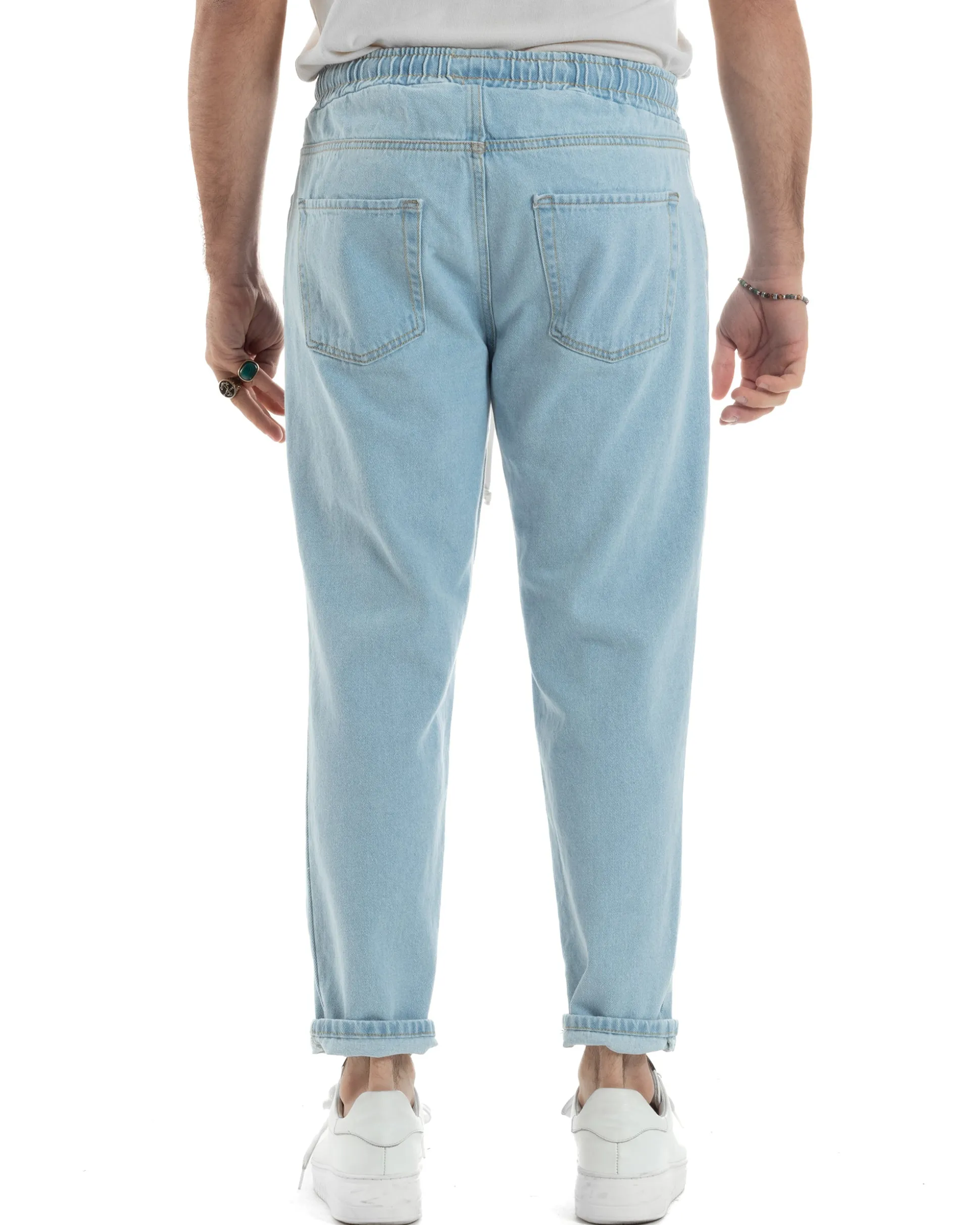 Jeans uomo jogger basic pantalaccio loose fit denim medio GIOSAL-JS1111A