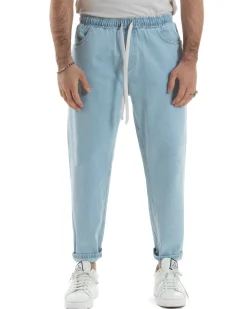 Jeans uomo jogger basic pantalaccio loose fit denim medio GIOSAL-JS1111A