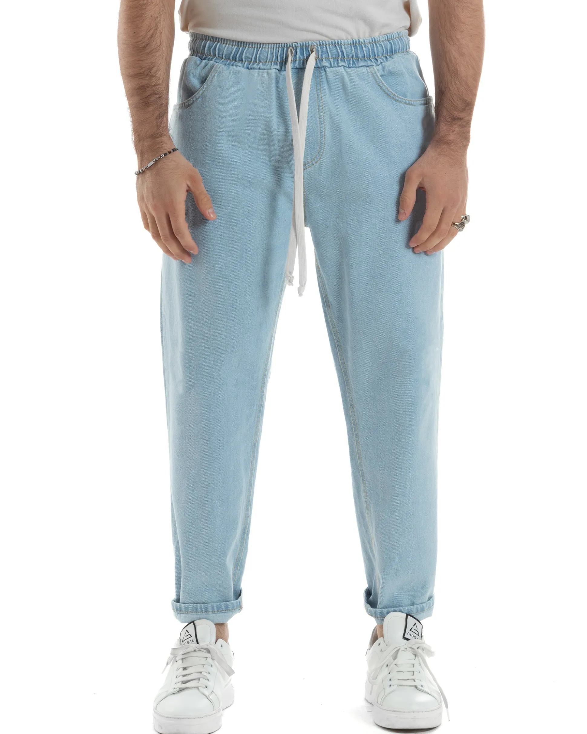 Jeans uomo jogger basic pantalaccio loose fit denim medio GIOSAL-JS1111A