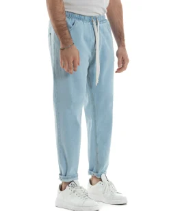 Jeans uomo jogger basic pantalaccio loose fit denim medio GIOSAL-JS1111A