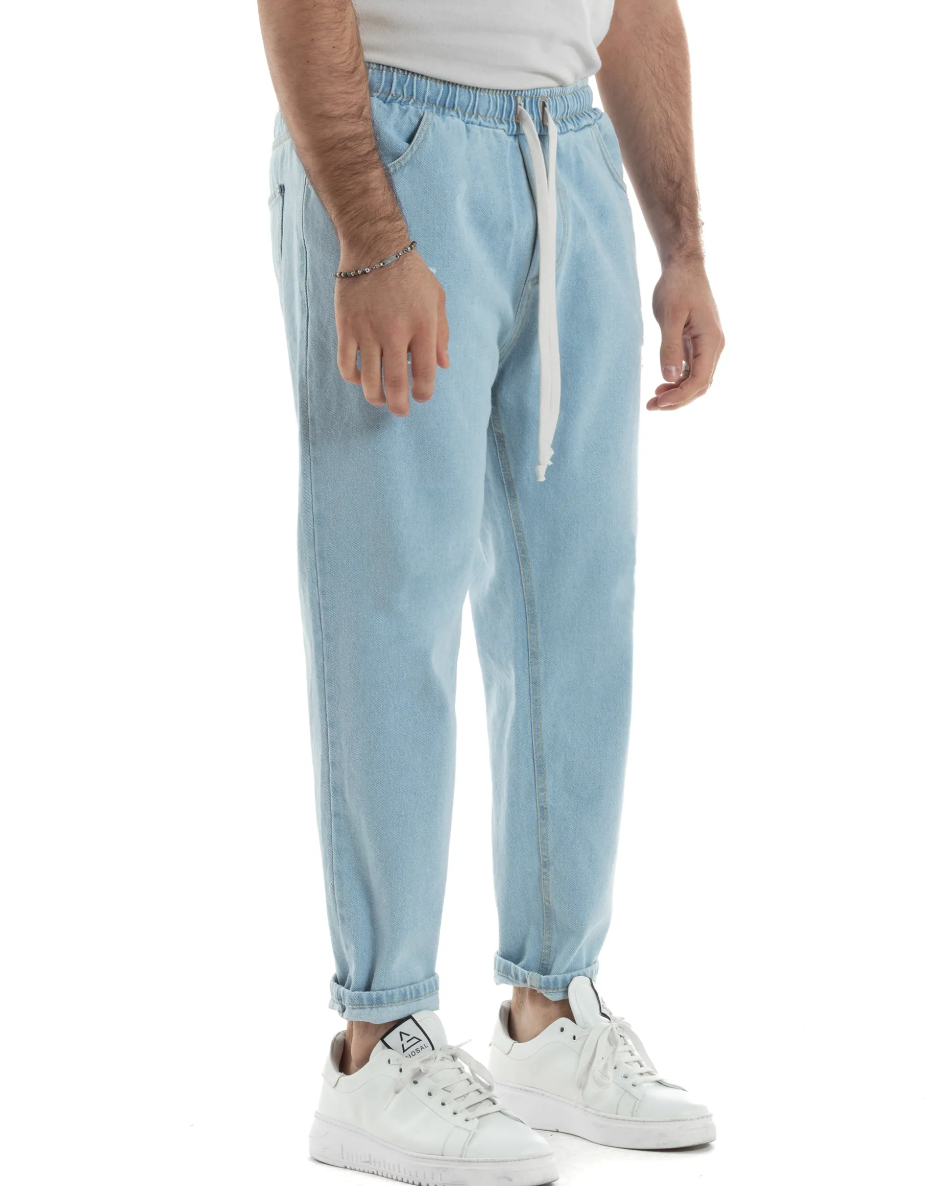 Jeans uomo jogger basic pantalaccio loose fit denim medio GIOSAL-JS1111A