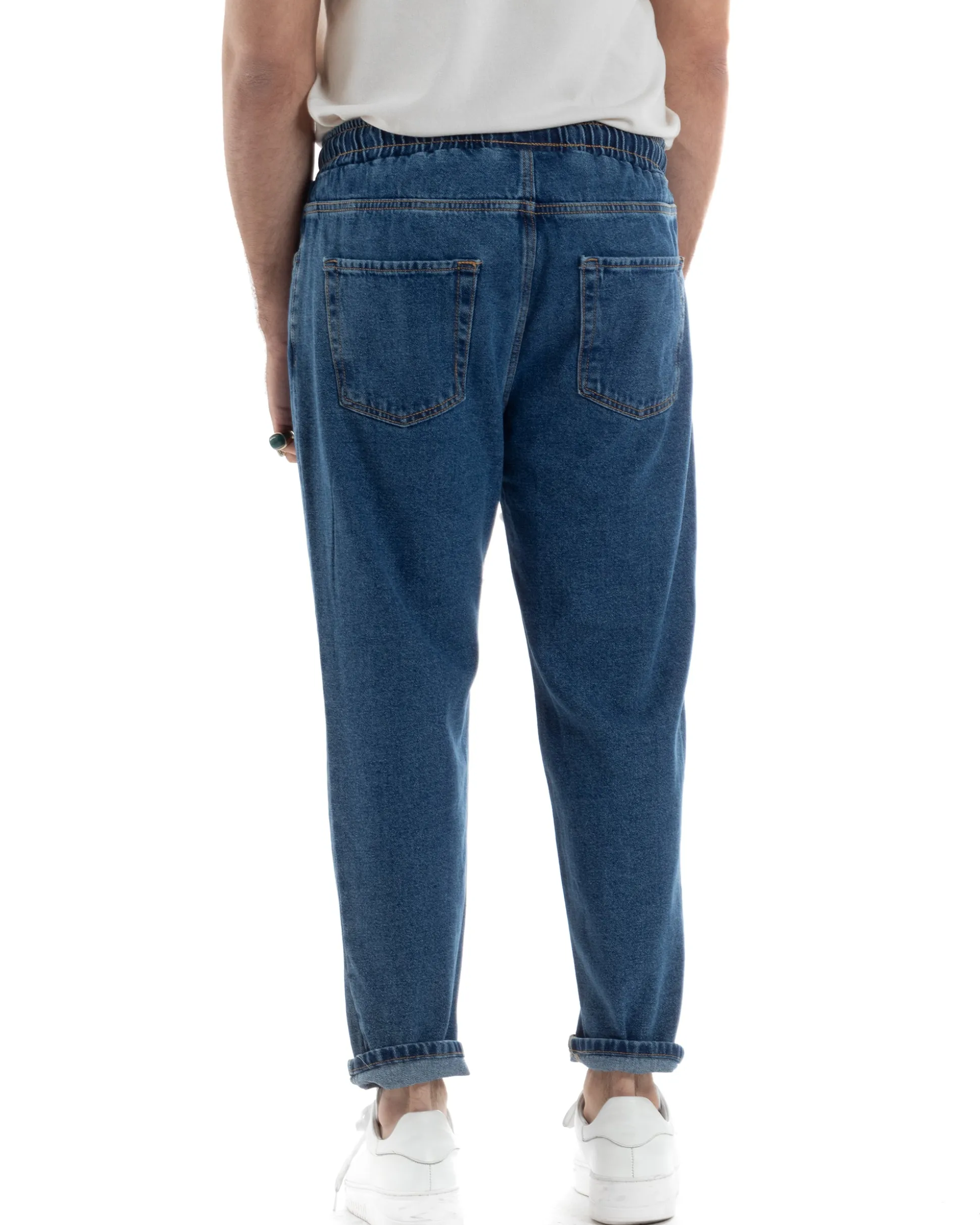 Jeans uomo jogger loose fit pantalaccio basic denim scuro GIOSAL-JS1079A
