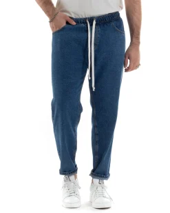 Jeans uomo jogger loose fit pantalaccio basic denim scuro GIOSAL-JS1079A