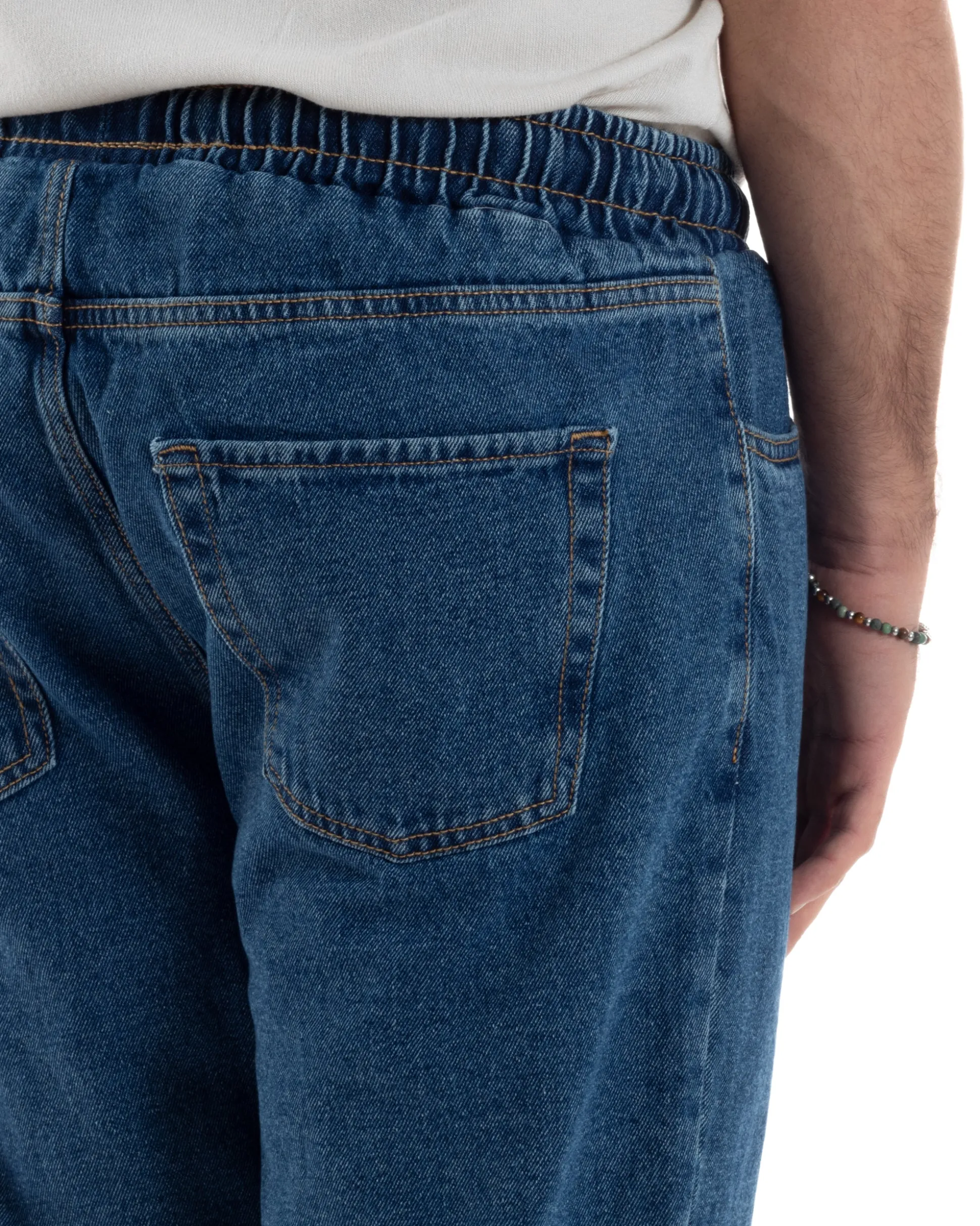 Jeans uomo jogger loose fit pantalaccio basic denim scuro GIOSAL-JS1079A