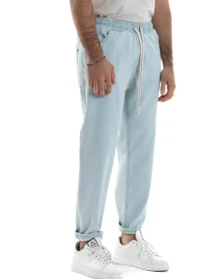 Jeans uomo jogger loose fit pantalaccio basic denim chiaro GIOSAL-JS1078A