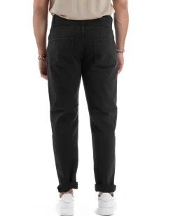 Jeans Uomo Loose Fit Pantaloni Cotone Casual Basic Nero JS1116A