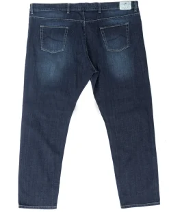 Jeans Uomo Pantaloni Calibrati Denim Scuro Cinque Tasche Taglie Forti P5821A