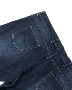 Jeans Uomo Pantaloni Calibrati Denim Scuro Cinque Tasche Taglie Forti P5821A