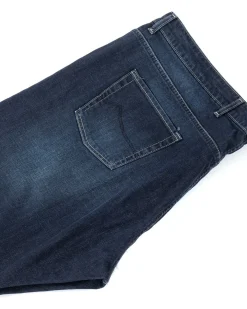 Jeans Uomo Pantaloni Calibrati Denim Scuro Cinque Tasche Taglie Forti P5821A