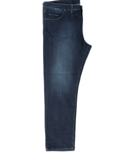 Jeans Uomo Pantaloni Calibrati Denim Scuro Cinque Tasche Taglie Forti P5821A