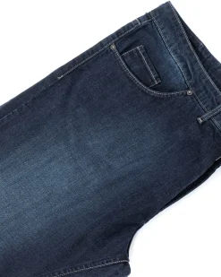 Jeans Uomo Pantaloni Calibrati Denim Scuro Cinque Tasche Taglie Forti P5821A