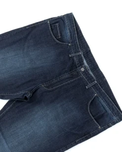 Jeans Uomo Pantaloni Calibrati Denim Scuro Cinque Tasche Taglie Forti P5821A