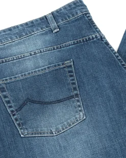 Jeans Uomo Pantaloni Calibrati Denim Chiaro Cinque Tasche Taglie Forti P5820A