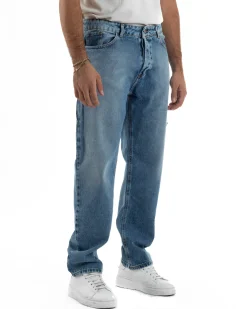Jeans Uomo Pantaloni Carpenter Denim Chiaro Baggy Fit JS1156A