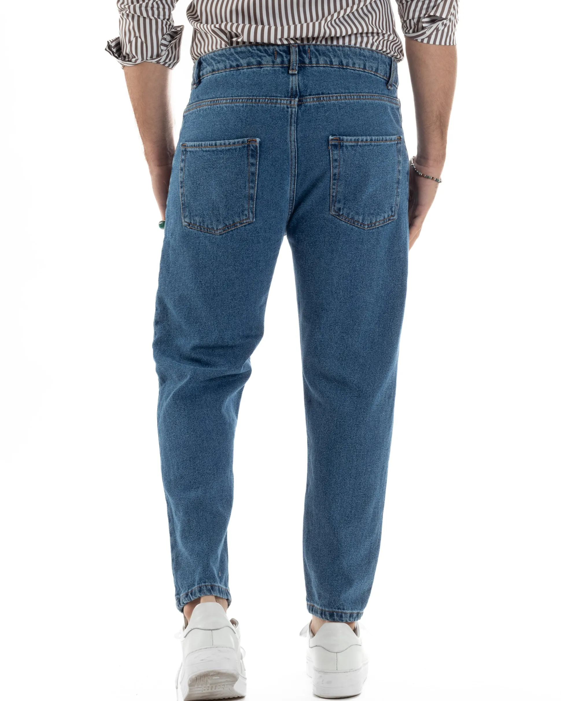 Jeans uomo pantaloni cinque tasche regular fit basic denim scuro GIOSAL-JS1075A