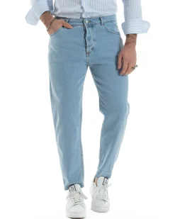 Jeans Uomo Pantaloni Cinque Tasche Regular Fit Basic Denim Medio JS1074A