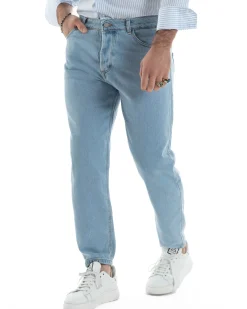 Jeans Uomo Pantaloni Cinque Tasche Regular Fit Basic Denim Medio JS1074A