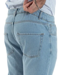Jeans Uomo Pantaloni Cinque Tasche Regular Fit Basic Denim Medio JS1074A