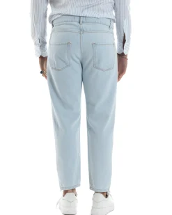 Jeans Uomo Pantaloni Cinque Tasche Regular Fit Basic Denim Chiaro JS1073A