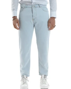 Jeans Uomo Pantaloni Cinque Tasche Regular Fit Basic Denim Chiaro JS1073A