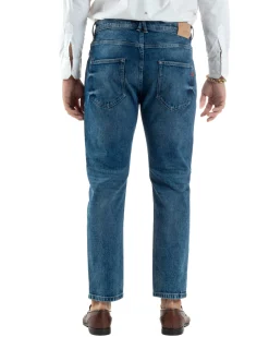 Jeans Uomo Pantaloni Slim Fit Basic Denim Scuro Blu Over-D OC1F2W5D16