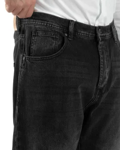 Jeans Uomo Pantaloni Slim Fit Basic Denim Scuro Nero Over-D OC1F2W5D05