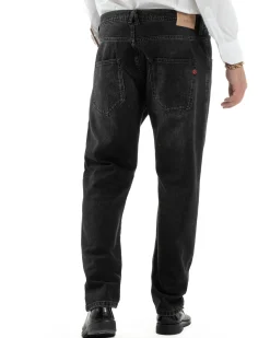 Jeans Uomo Pantaloni Slim Fit Basic Denim Scuro Nero Over-D OC1F2W5D05